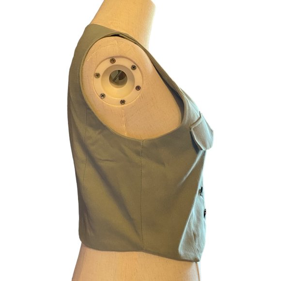 Bershka Button Vest Green Size Small - Picture 3 of 5